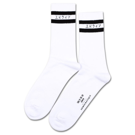 Edwin Jeans x Democratique Socks Athletique THIS IS THE LIFE Clear White Black Edwin Jeans x Democratique Socks Athletique THIS IS THE LIFE Clear White Black