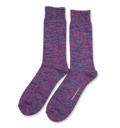 Democratique Socks (Size 36-40) Relax Chunky Flat Knit Supermelange 6-pack  Adams Blue - Purplish Pink - Navy - Warm Grey