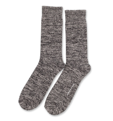 Democratique Socks (Size 36-40) Relax Chunky Flat Knit Supermelange 6-pack  Black - Light Grey Melange