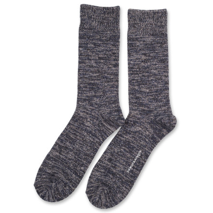 Democratique Socks Relax Chunky Flat Knit Supermelange 6-pack  Navy Melange - Light Grey Melange - Charcoal Melange