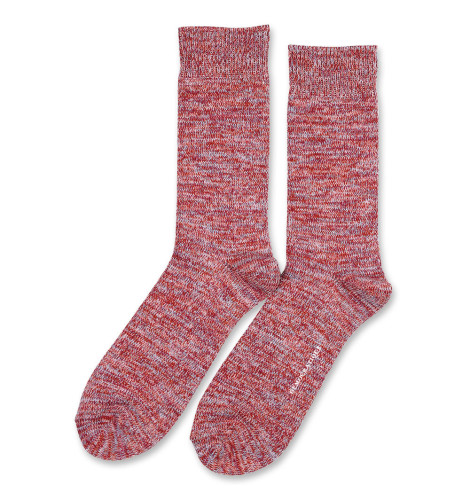 Democratique Socks (Size 36-40) Relax Chunky Flat Knit Supermelange 6-pack Red Wine - Pale Skin - Burnt Rust - Palm Springs Blue