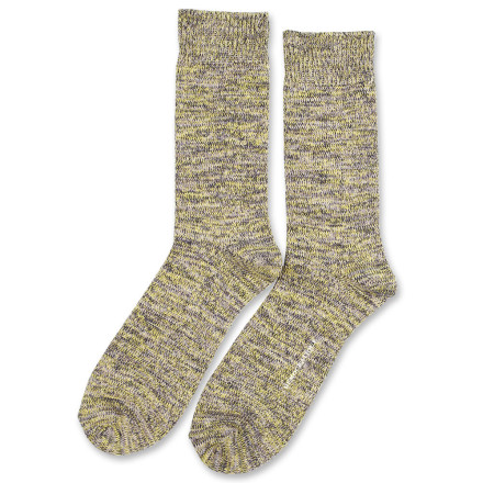 Democratique Socks Relax Chunky Flat Knit Supermelange 6-pack Warm Grey - Soft Grey - Bright Yellow - Navy