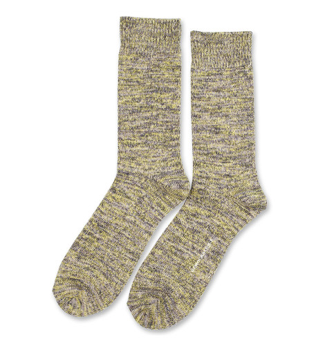 Democratique Socks (Size 36-40) Relax Chunky Flat Knit Supermelange 6-pack Warm Grey - Soft Grey - Bright Yellow - Navy