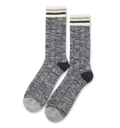 Democratique Socks (Size 36-40) Cable Knit 6-pack  Navy Mel - Light Grey Mel - Charcoal Mel - Off White