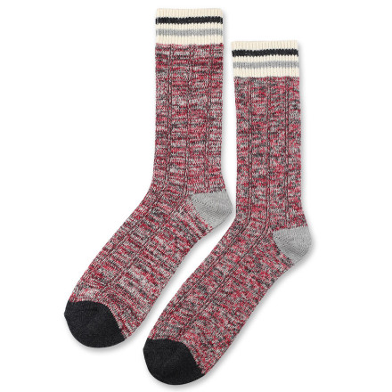 Democratique Socks Cable Knit 6-pack Pearl Red - Light Grey Mel - Charcoal Mel - Off White