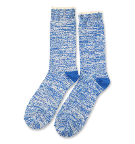 Democratique Socks (Size 36-40) Relax Twister Knit Supermelange 6-pack Adams Blue - Off White