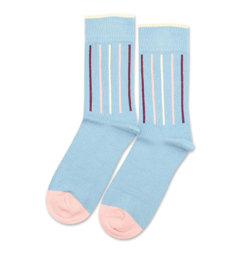 Democratique Socks Originals Latitude Striped Palm Springs Blue / Off White / Pale Pink / Heavy Plum