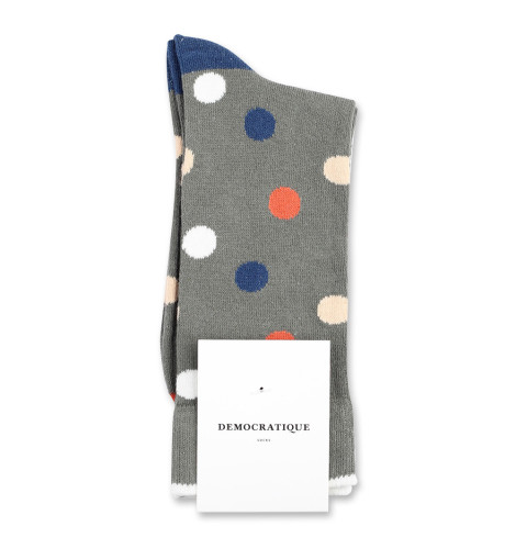 Democratique Socks Originals DotCom 6-pack Army - Dusty Orange - Dark Ocean Blue - Off White - Dark Sand