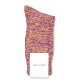 Democratique Socks Relax Chunky Flat Knit Supermelange 6-pack Violet - Pink Fleur - Army - Hot Curry