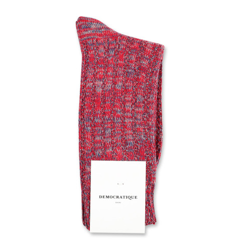 Democratique Socks Relax Schooner Knit Supermelange 6-pack Pearl Red - Dark Ocean Blue - Light Grey Melange