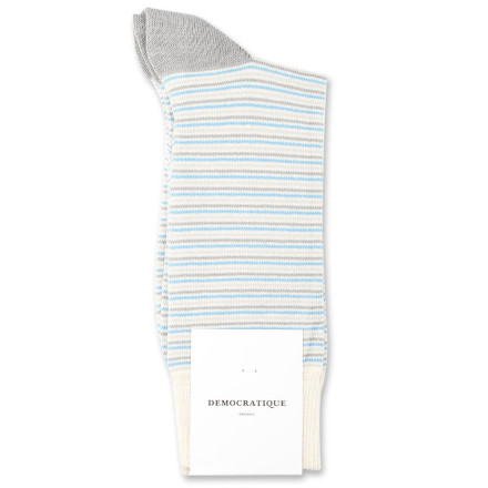Democratique Socks Originals Ultralight Stripes Organic Cotton Off White / Soft Grey / Stone / Palm Springs Blue
