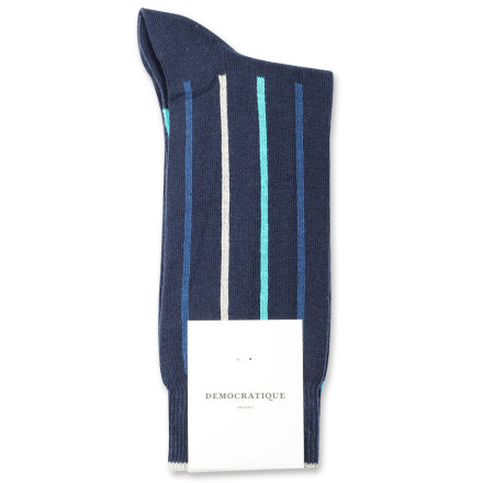 Democratique Socks Originals Latitude Striped 6-pack Navy / New Blue / Off White / Swimmingpool