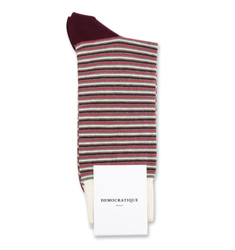 Democratique Socks Originals Ultralight Stripes 6-pack Army / Heavy Rosso / Light Rosso / Red Wine / Off White