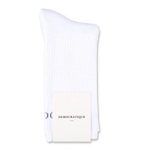 Democratique Socks Athletique Classique Motif Clear White / Shaded Blue Logo