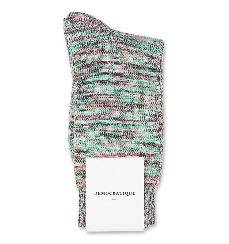 Democratique Socks Relax Chunky Flat Knit Supermelange Greenday / Pale Green / Navy / Watermelon / Off White