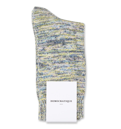 Democratique Socks Relax Chunky Flat Knit Supermelange Palm Springs Blue / Shaded Blue / Off White / Yellow Sun / Pale Pink
