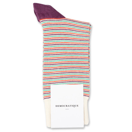 Democratique Socks Originals Ultralight Stripes Off White / Blood Orange / Greenday / Heavy Plum