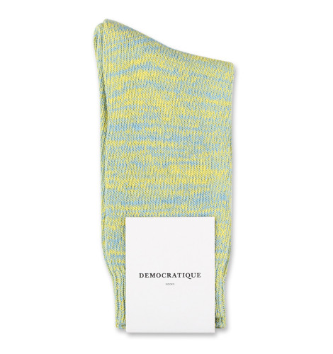 Democratique Socks Relax Chunky Flat Knit Supermelange Palm Springs Blue / Yellow Sun