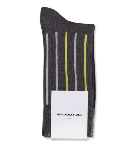Democratique Socks Originals Latitude Striped 6-pack Warm Grey - Soft Grey - Bright Yellow