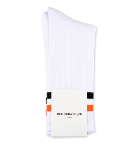 Democratique Socks Athletique Classique Football Stripes White / Dutch Orange / Black
