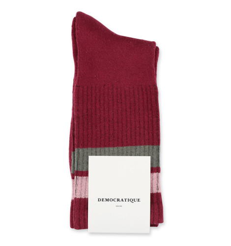Democratique Socks Athletique Classique Stripes 6-pack Red Wine - Pale Skin - Army
