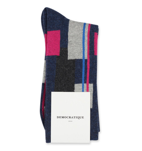 Y E E S P R E E + Democratique Socks Originals Patchwork 6-pack Navy Mel-Light Grey Mel-Charcoal Mel-Adams Blue-Purplish Pink