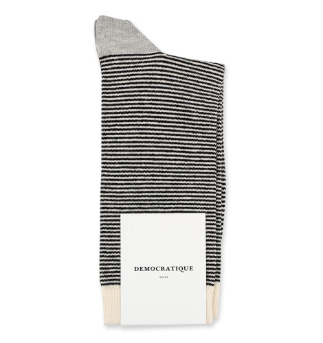 Democratique Socks Originals Ultralight Stripes 6-pack Black - Off White - Light Grey Melange