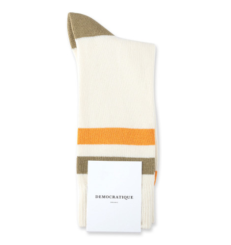 Democratique Socks Relax Heavy Stripe Knit Supermelange 6-pack Off White / Soil / Soft Orange
