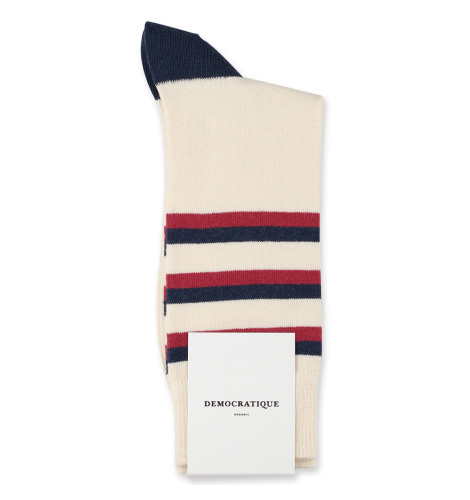 Democratique Socks Originals Fine Stripes 6-pack Off White / Shaded Blue / Light Rosso