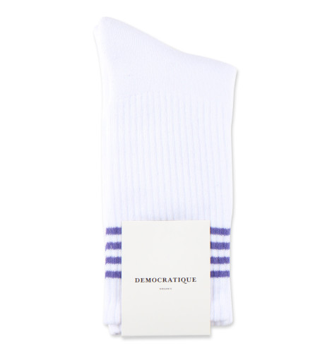 Democratique Socks Athletique Classique Multi Stripes Organic Cotton Clear White / Clear Purple