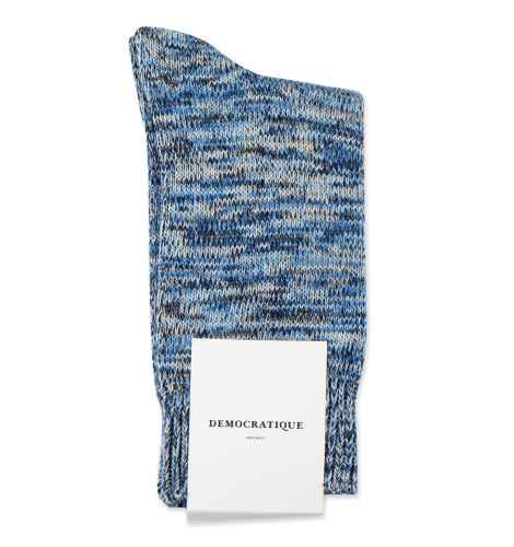 Democratique Socks Relax Chunky Flat Knit Supermelange Organic Cotton Adams Blue / Off White / Navy / Beige / Palm Springs Blue