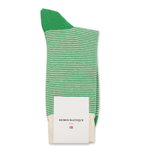 Democratique Socks Originals Ultralight Stripes 6-pack Grass Green / Off White