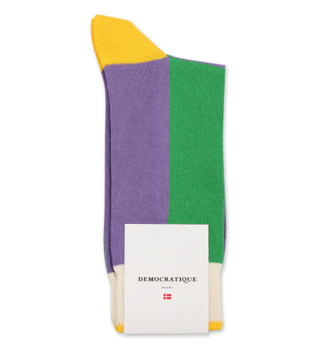 Democratique Socks Originals Block Stripes 6-pack Grass Green / Clear Purple / Sunshine Yellow / Off White