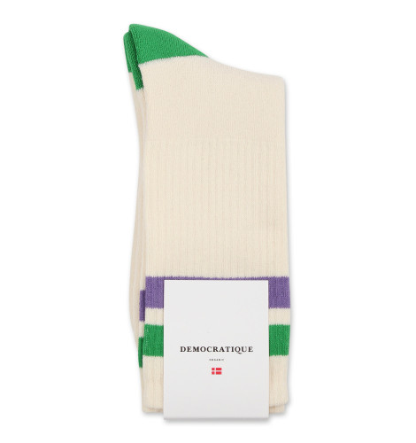 Democratique Socks Athletique Classique Stripes 6-pack Off White / Grass Green / Clear Purple