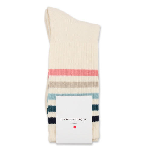 Democratique Socks Athletique Classique Super Stripes 6-pack Off White / Navy / Benzin / Irr / Khaki / Pale Pink