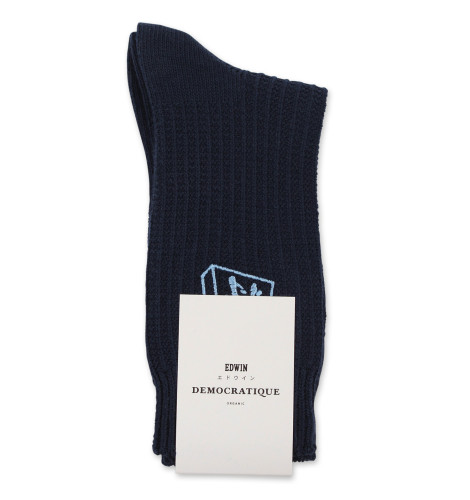Edwin Jeans x Democratique Socks Waffle Knit SHOGI Navy / Palm Spring Blue