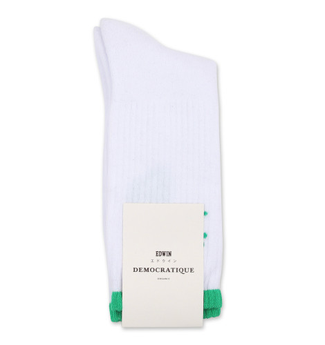 Edwin Jeans x Democratique Socks Athletique DISCRETE SERVICES Clear White / Grass Green