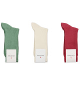 Democratique Socks OF 3-pack 5 - 12x3-pack - MALTERED RED, SOFT GREEN, OFF WHITE