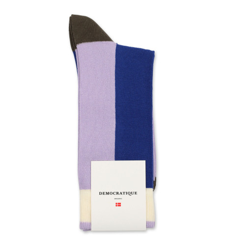 Democratique Socks Originals Block Stripes 6-pack Cobalt Blue / Light Purple / Army / Off White