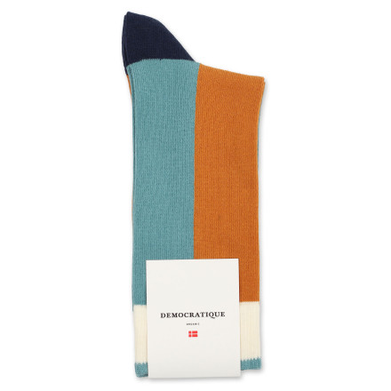 Democratique Socks Originals Block Stripes 6-pack Honey / Cobalt Blue / Navy / Off White