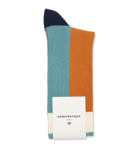 Democratique Socks Originals Block Stripes 6-pack Honey / Cobalt Blue / Navy / Off White