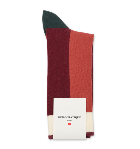 Democratique Socks Originals Block Stripes 6-pack Light Rosso / Red Wine / Forrest Green / Off White