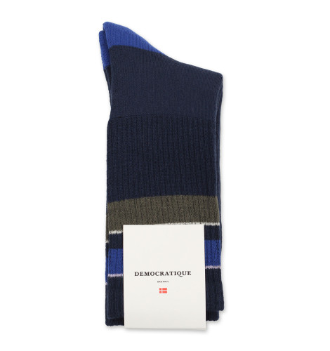 Democratique Socks Athletique Classique Stripes 6-pack Navy / Cobalt Blue / Army / Light Purple / Off White
