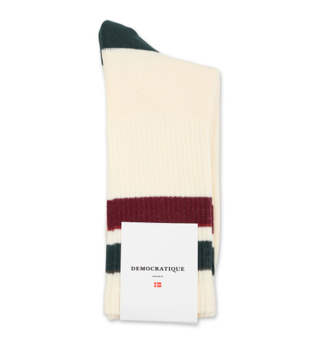 Democratique Socks Athletique Classique Stripes 6-pack Off White / Forrest Green / Army / Red Wine / Light Rosso