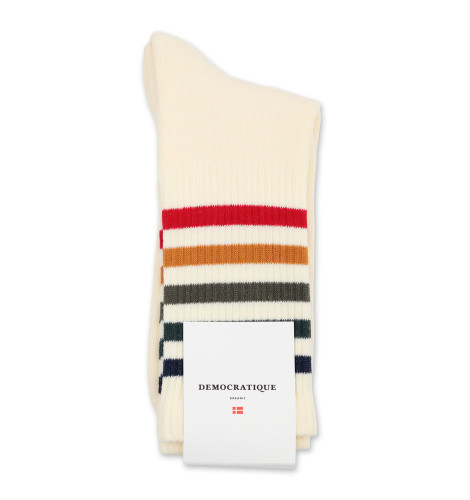Democratique Socks Athletique Classique Super Stripes 6-pack Off White / Navy / Forrest Green / Army / Honey / Mailbox Red