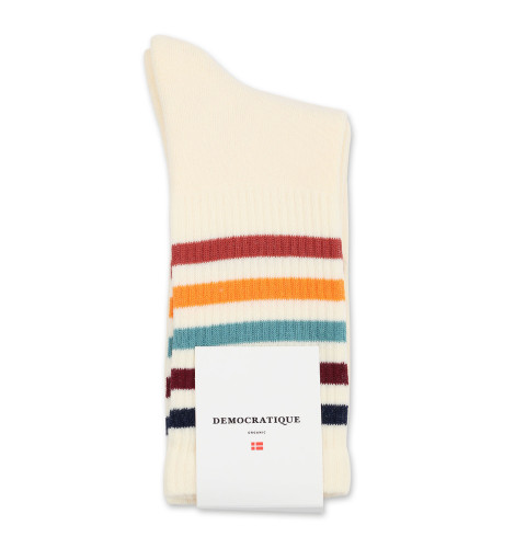 Democratique Socks Athletique Classique Super Stripes 6-pack Off White / Navy / Red Wine / Irr / Soft Orange / Light Rosso