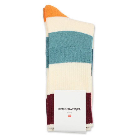Democratique Socks Athletique Classique Rugby Stripes 6-pack Off White / Red Wine / Irr / Soft Orange / Benzin / Light Rosso