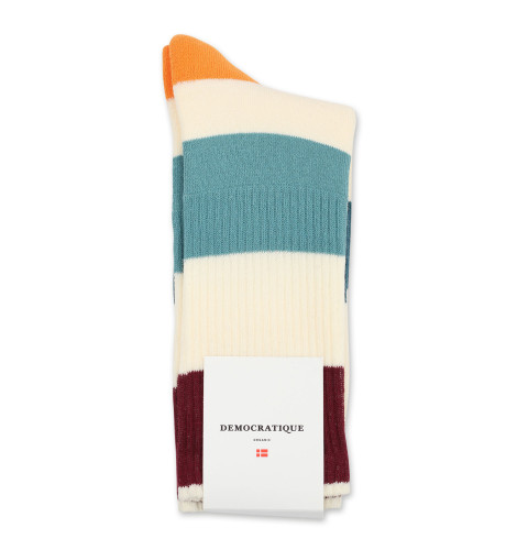 Democratique Socks Athletique Classique Rugby Stripes 6-pack Off White / Red Wine / Irr / Soft Orange / Benzin / Light Rosso