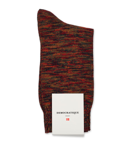 Democratique Socks Relax Chunky Flat Knit Supermelange 6-pack Mailbox Red / Navy / Forrest Green / Army / Honey