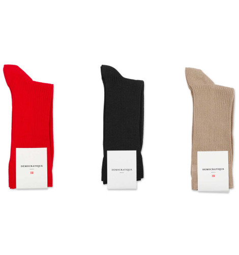 Democratique Socks OF 3-pack 9 - 12x3-pack MAILBOX RED / BLACK / KHAKI